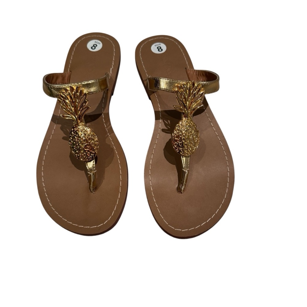Lilly Pulitzer Target Gold Pineapple Sandals Sz 8